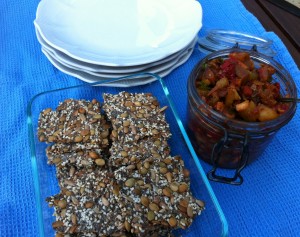 Caponata with Endurance crackers fresh from the cooler.