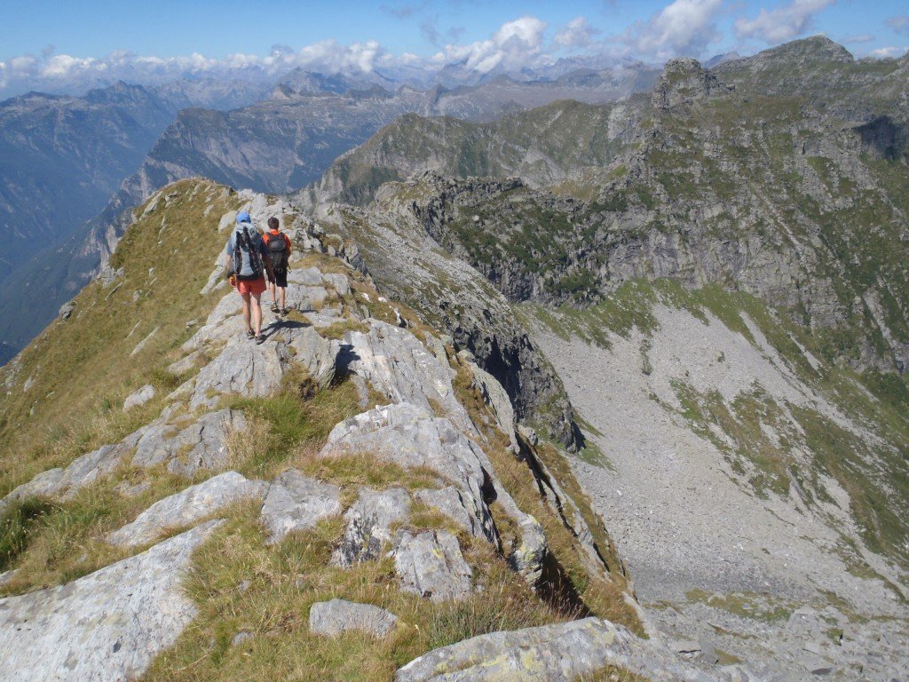 Hiking a ridge in Ticino Switzerland 
